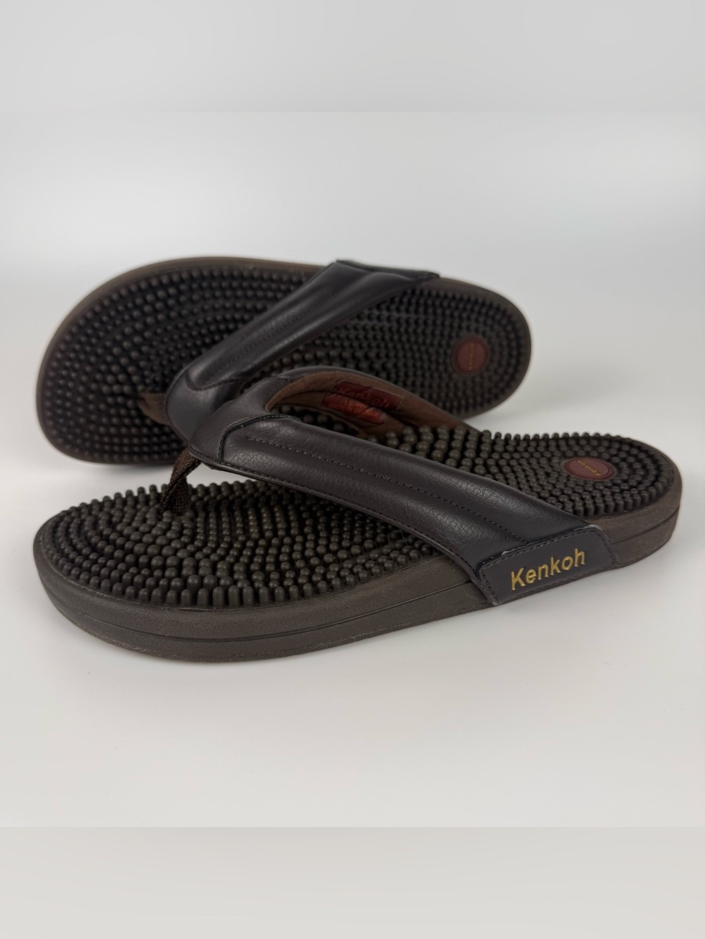 Kenkoh Spirit Soul Japanese Massage Reflexology Thong Sandals Brown Womens EU 38